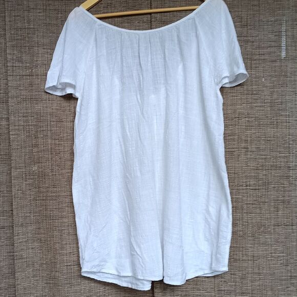 Kona Sol Textured White Fabric Top - Picture 3 of 3